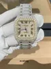 Hip Hop 22k золото, покрытая покрытием Micro CZ из нержавеющей стали мужские роскошные часы 2N9V1