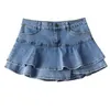 Retro denim shorts saia feminina verão streetwear senhoras saias curtas jeans casual todos os jogos elástico vestido de baile saia feminina d220618