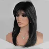 W Fashion Women Long Straight Synthetic Pruiken voor natuurlijke golfpruik met knal Cosplay feestwarmtewarmingsbestendig haar 220622