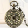 Montres de poche montre mécanique lumineuse de luxe roue creuse en Bronze à remontage manuel chaîne suspendue Steampunk Antique cadeaux poche