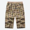 Lange Shorts Männer Plaid s Baumwolle Sommer 3/4 Länge Hosen Zurück Zipper Tasche Bermuda Männlich Elastische Taille Reithose 220318