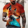 Erkek Tişörtler Yaz Erkekler Moda Hayvan Lion3D Baskılı Erkek Tişörtleri Günlük O yakalı kısa kollu polyester unisex büyük boyutlu kıyafetler