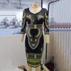 Vestidos africanos de mulheres elegantes Cantura alta V VINTAGE DE PISCO DE NECIMENTO DE TRABALHO Business Fashion Slim vestidos Midi 220613