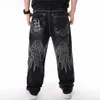 Nanaco man lös baggy jeans hiphop skateboard denim pants street dance hip hop rap manliga svarta byxor kinesisk storlek 3046 220718