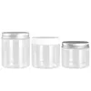 Dia.68mm PET Clear Plastic Empty Bottle Cosmetic Packaging Hair Wax Pot Plastic Cap Aluminum Lid Food Candy Flower Tea Jars Containers 150ml 200ml 250ml