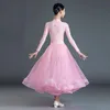 Stage Wear Pink Blue Girls Ballroom Dance Desse V-Neck Waltz Dancing Competition Dancewear Tango Standard Costume VDB4568Stage