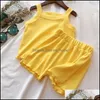 Camisole 2Pcs/Set Comfortable Sleeveless Topsandpant Kids Clothes Solid Colors Boy Clothing Set Toddler Girls Vest Child Pa Mxhome Dhmn0