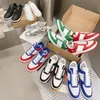 NEW Designer Sneaker Virgil Casual Shoes 1s 1 Calfskin Leather Abloh White Green Red Blue Letter Overlays Platform Low Top Sneakers Size 35-45