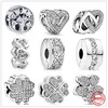 925 STERLING Gümüş Charms Köpüklü serbest kalp iç içe geçmiş kalpler boncuk kolye fit orijinal boncuklar orijinal fit pandora bilezik mücevher yapım diy hediye
