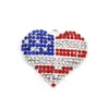 10 PCS/Lot Custom Pendant American Flag Heart Shape 4 juli Independence Day Crystal Rhinestone Pendant Charm