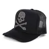 New Fashion Skull Baseball Cap For Men Women Crystal Inlaid Sponge Mesh Trucker Hat Spring And Summer Hip Hop Hats HCS185