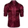 Casual shirts voor heren heren met lange mouwen Paisley Office Business Slim Fit Dress Luxury Yellow Silk Blouse Club Prom Shirtmen's