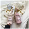 kids cartoon handbags 2022 baby girls animal bear mini bucket chain one shoulder bag European American fashion children cross body bags F1294