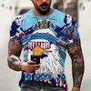 Summer Mens T Shirts Overdized Loose Clothes Vintage Short Sleeve Fashion America Route 66 Letters With Eagle Print T Shirt 6xl 220607