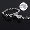 Bangle 2st Tone rostfritt stål älskare hjärtkärlek låsarmband med nyckelband kit par smycken presentbangle kent22