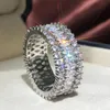 Anneaux de mariage bijoux de luxe doigt pour femmes brillant cristaux CZ couleur argent fiançailles femme Anel Bague fête bal mariage