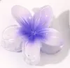 Hawaiian Plumeria Flower Hair Claw Clips Acrylic Gradient Color Petals Hair Shark Clamp Ponytail Hairpin Bridal Headdress Party Decoration