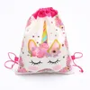 10pcs/lot Girls Favors Lovely Unicorn Mochila Non-woven Fabrics Birthday Party Baby Shower Decorate Flower Drawstring Gifts Bags 220427