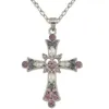 Łańcuchy Gothic Cross Naszyjnik Różowy kolor cyrkon dla kobiety Temperament Biżuteria hurtownia