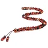 Beaded Strands Charm Women 108 Mala Wine Red Stripe Onyx Stone Bracelet & Necklace Men Handmade Natural Prayer Bangle Jewelry Gi Lars22
