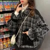 Kvinnors jackor franska rutiga tweedrock kvinnor vintage ytterkläder koreansk långärmad beskuren jacka kvinnlig 2022 varm streetwear casual kontor