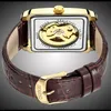 Orologi da polso uomini di lusso orologio meccanico meccanico oro blu unica cavo rettangolo cavo vera in pelle vera abito da uomo casual maschio orologio da polso