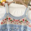 Women's Tanks & Camis Boho Knitted Women Floral Embroidery Crop Top 2022 Y2k Clothes Spring Summer Sexy Hollow Out Beach Tank Tops Tee Shirt