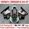 Corpo stampo ad iniezione per HONDA CBR 600 F4i FS CC F4 i 600F4i 600CC 04-07 138No.70 CBR600F4i CBR600 F4i 04 05 06 07 CBR600FS 2004 2005 2006 2007 Kit carenatura OEM bianco verde