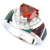 fashion opal rings fire opal with Garnet red stone OR026-5