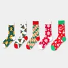 Décorations de Noël chaussettes décontractées en coton unisexe hautes chaussettes confortables.