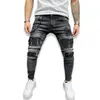 Jeans masculinos Hip Hop Men Hole Ripped Streetwear Elasticity Slim Fit Skinny Fashion Trousersmen's