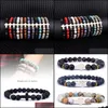 Hilos de cuentas Pulseras Joyería Moda Jesús Cruz Encanto Hombres Naturaleza Piedra de lava 8 mm Cuentas blancas Oración Reiki Brazaletes para mujeres Yoga Gota D