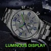 Fashion Luxury Business Gold Men kijken roestvrijstalen kwarts polswatch mannelijke leerkalender Luminous Clock Relogio masculino