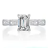 1 quilates reais anel de noivado de moissanita Mulheres 14k Branco de ouro anel de diamante anel de diamante Sterling Silver Rings Jóias