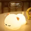 Cat LED Night Light Touch Sensor Remote Control Colorful Silicone USB Rechargeable Bedroom Bedside Lamp for Children Baby Gift 220727