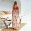 Women's Swimwear Summer Women Swimsuit Cover Up Dress Boho Sexy V-neck Sleeveless Beach Long Dresses Female Floral Tunics Sarong BeachwearWo