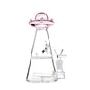 Pink Elegance: 7,4-tums UFO-form Munnstycke Glasbong med inline perkolator, 14 mm kvinnlig led