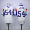 C202 7 Alex Moran 54 Thad Castle Football Jersey Blue Mountain State BMS TV Show Goats Double Stitched Name and Number