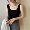 Uネックニットトップカジュアルスリム女性サマー夏のTシャツ女性ノースリーブファッションセクシーな韓国スタイルタイツストリートウェア220630