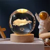 3D Kristallkula Glas Nattlampa RGB Fjärrkontroll Galaxy Starry Sky Moon Lights för hembordslampor 3D Touch Switch Lampsockel