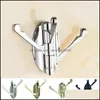 Robe Hooks Bathroom Hardware Bath Home Garden Swivel Solid Metal Foldable Towel With 3 Rotating Arms Swing Arm Triple Ro Dhfr7