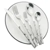 Imitation Wood Handle Cutlery Set Western Stainless Steel Tableware Set 6/12/20/24/30Pcs Kitchen Knife Fork Spoon Dinnerware Set 220623