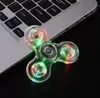 New 7-color transparent crystal tops gyroscope with lights colorful luminous finger sets children's toys Christmas gifts wholesale DHL