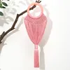 Evening Bags Niche Design Holiday Style Hand-woven Day Cotton Rope Clutch Acrylic Handle Solid Color Portable Tassel HandbagEvening