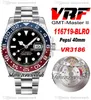 VRF V3 GMT II BLNR VR3186 Automatyczne męskie zegarek Pepsi Czerwony Niebieski Ceramiczny Bezel Czarny Dial 904L Steel OystersterSeel Bransoletka sama Karta Seria Super Edition BrokeWatch C3