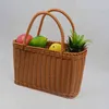 Shopping Bags Summer Rattan Handbags Women Fruits Bucket Bag Beach Portable Bags Female Straw Weaving Top Handle Bag Vegetable Basket 220412