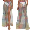 Kadın Mayo Kadın Büyüleyici Plaj Bikini Örtüsleri Etek Yüksek Bel Seferi Gradyan Çok Renkli Kadın Bandaj etekleri için