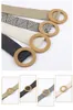 Belts Women Wide Braided Elastic Belt Bohemian Buckle Woven Fashion Girdle Wood Jade Fake Straw WaistbandBelts