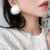 Stud Trend Winter Cat Ear Mink Hair Fur Ball Plush Earrings For Women Jewelry Enamel Girl Christmas Gifts Silver NeedleStud