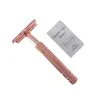 NXY Rose Gold Razor Classic Double Edge Safety Razor för Mens ShavingWomens Hårborttagning med rakblad Manuell rakapparat 220414